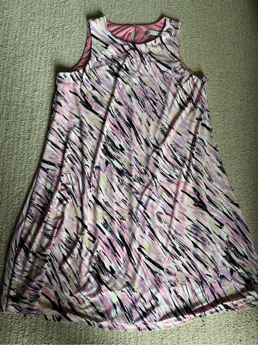 Kasper Women's Sleeveless A-line Pink Abstract Print Dress Sz Petite Large